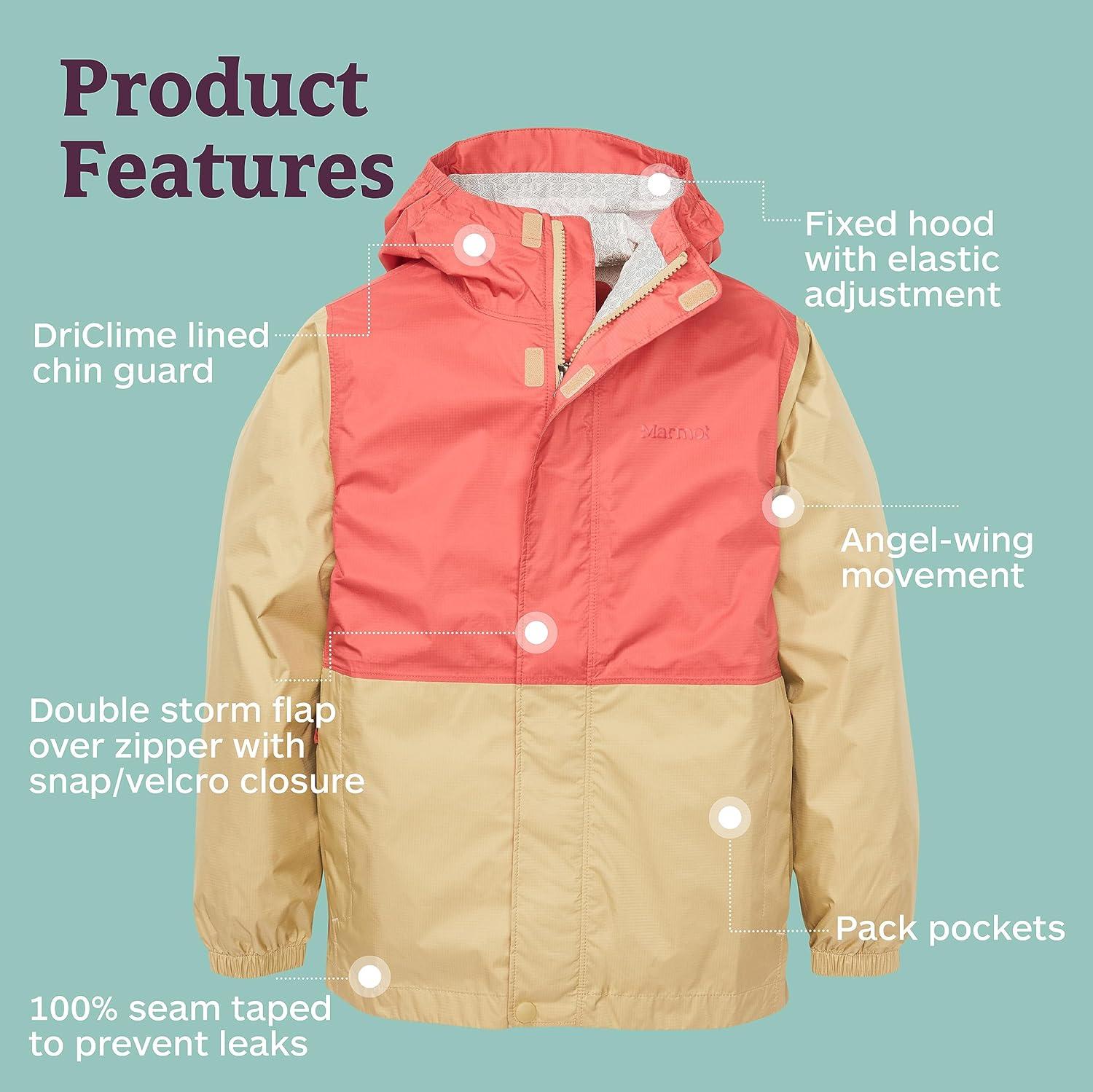 imageMARMOT Boys Kids Precip Eco JacketGrapefruitLight Oak