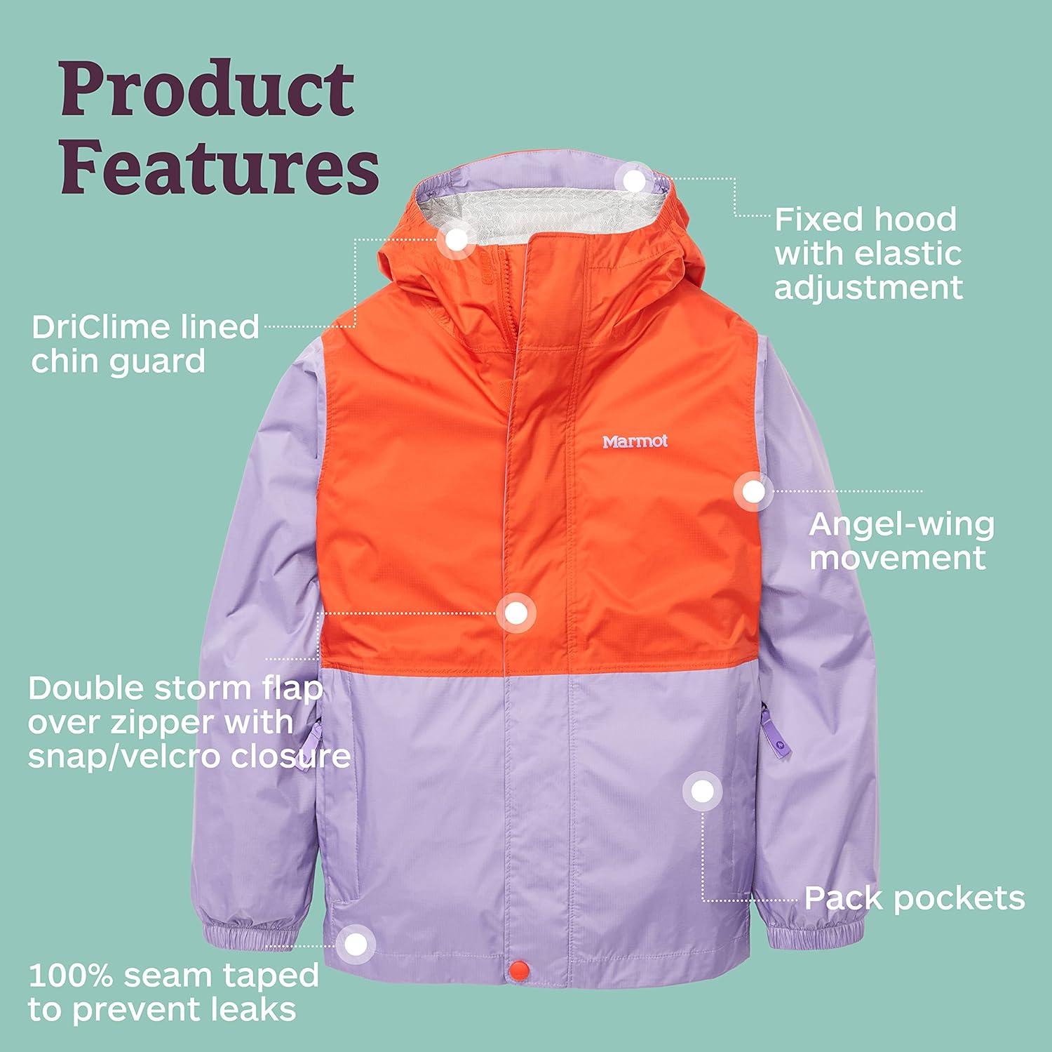 imageMARMOT Boys Kids Precip Eco JacketRed SunPaisley Purple