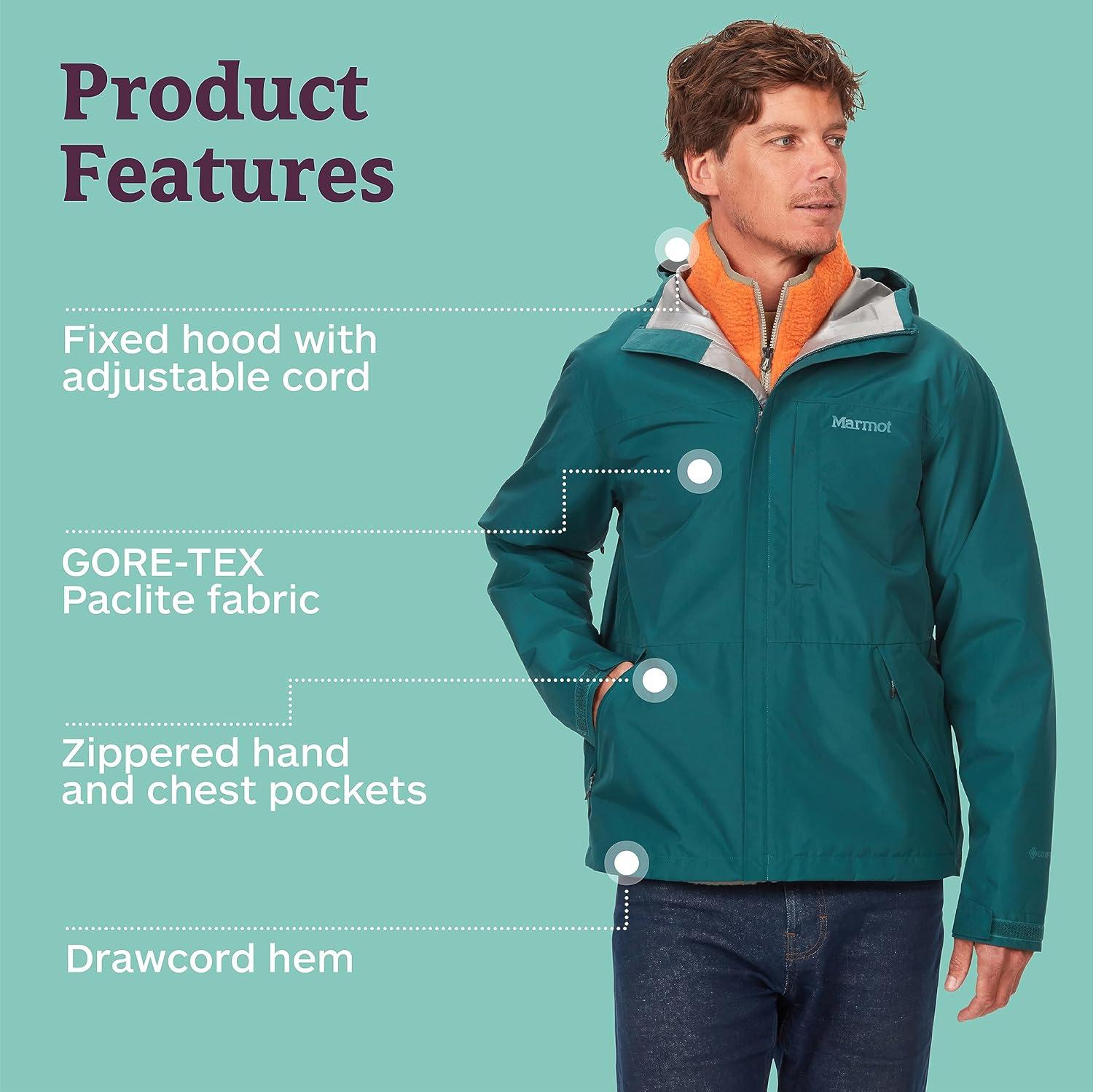 imageMARMOT Mens GORETEX Minimalist Rain Jacket  Packable Breathable Durable Wind ampamp Water ProtectionDark Jungle