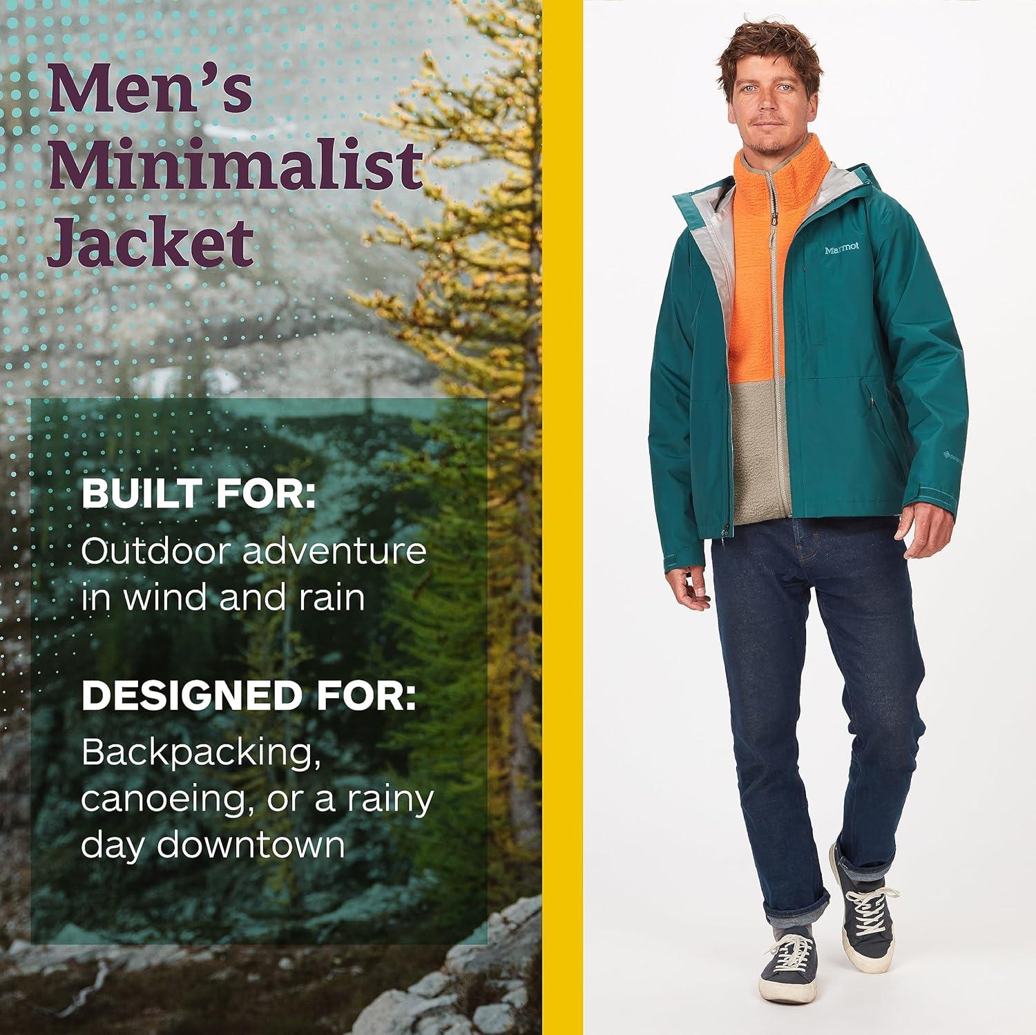 imageMARMOT Mens GORETEX Minimalist Rain Jacket  Packable Breathable Durable Wind ampamp Water ProtectionDark Jungle
