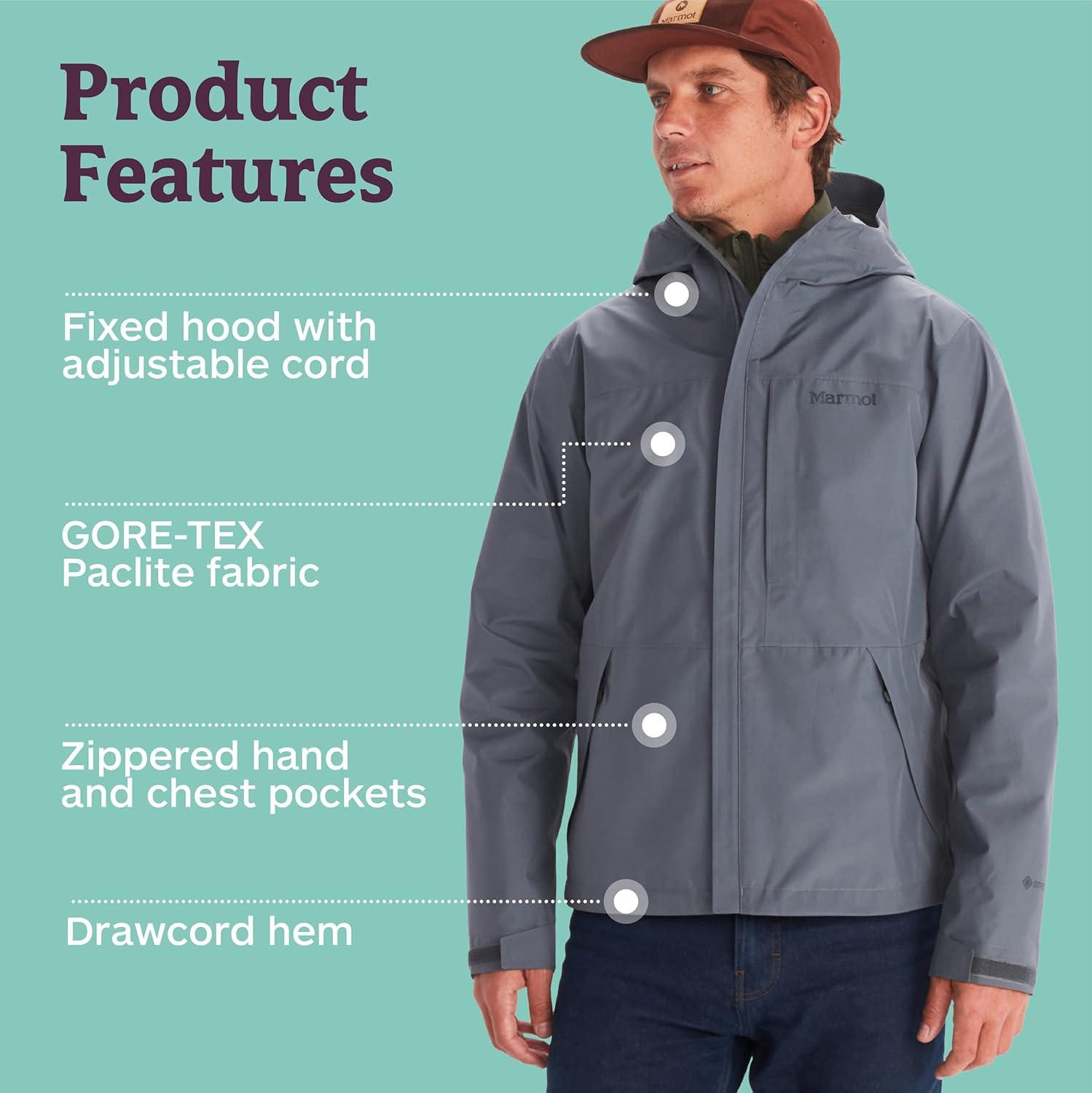 imageMARMOT Mens GORETEX Minimalist Rain Jacket  Packable Breathable Durable Wind ampamp Water ProtectionSteel Onyx