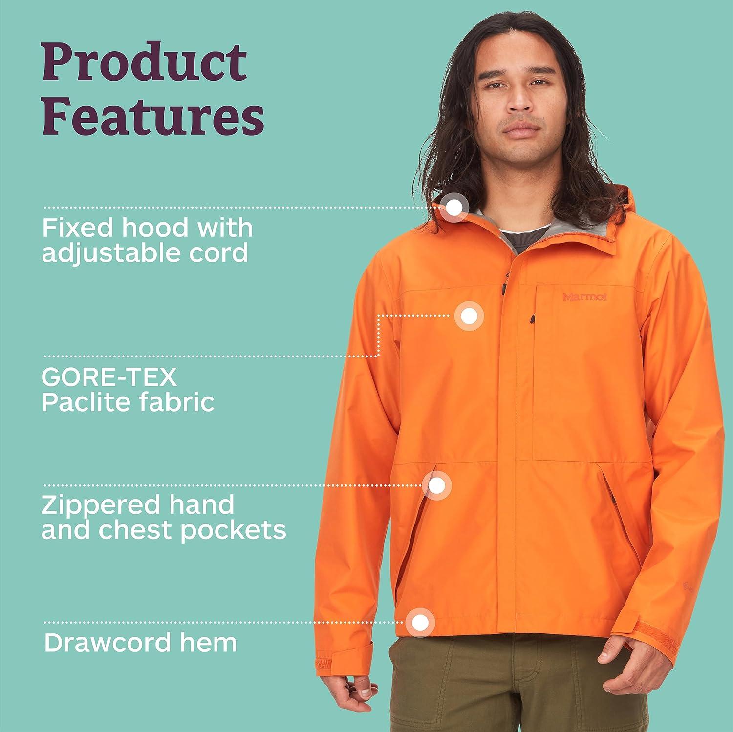 imageMARMOT Mens GORETEX Minimalist Rain Jacket  Packable Breathable Durable Wind ampamp Water ProtectionTangelo
