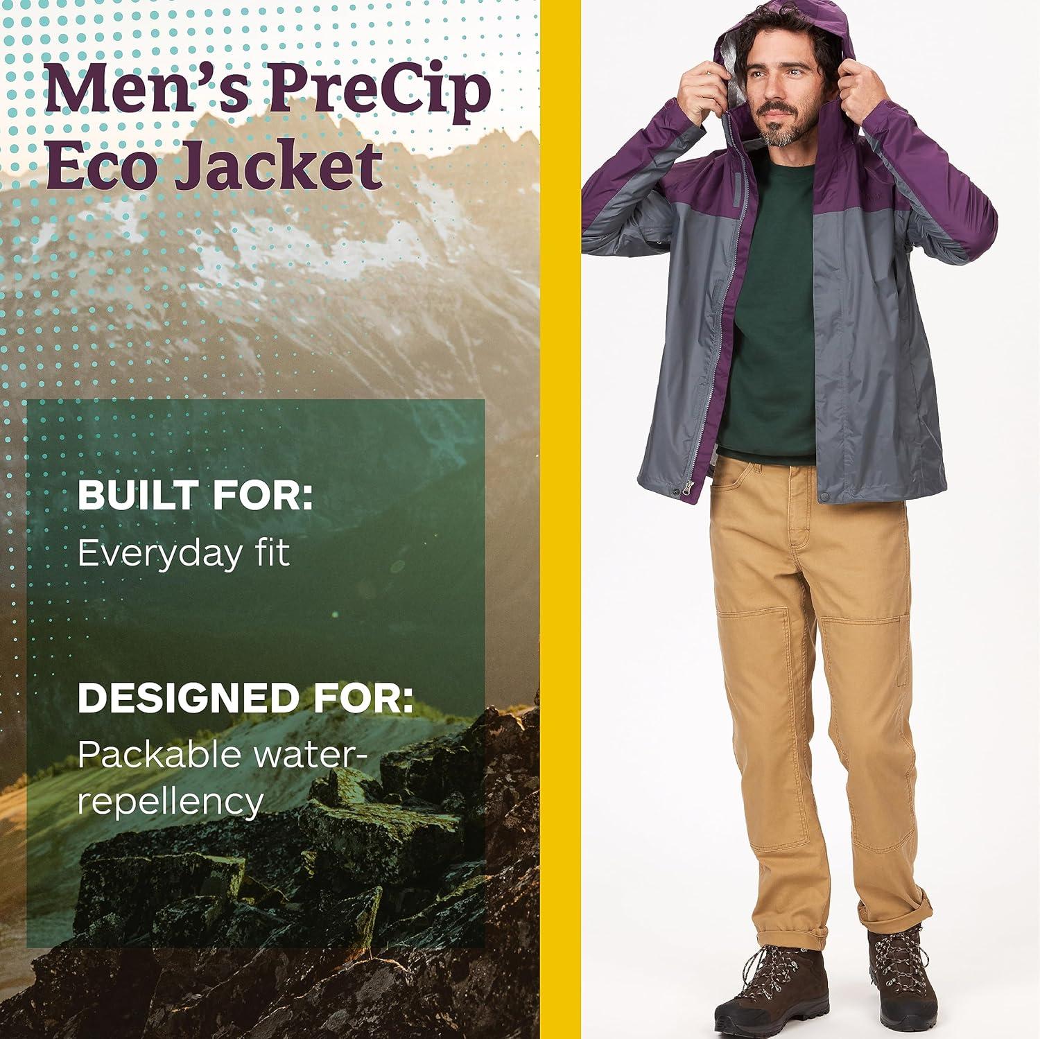 imageMARMOT Mens PreCip Eco JacketSteel OnyxPurple Fig
