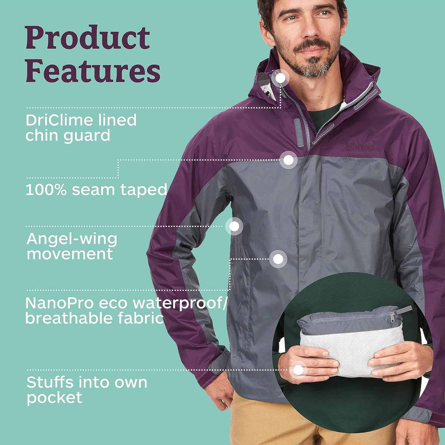 imageMARMOT Mens PreCip Eco JacketSteel OnyxPurple Fig