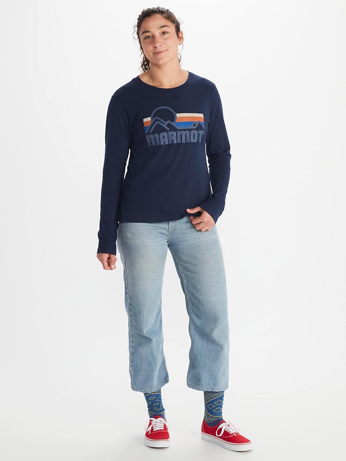 imageMARMOT Womens Coastal LongSleeve TShirt  Screen Printed Graphic on Soft Breathable EcoFriendly CottonPoly BlendArctic NavyStorm