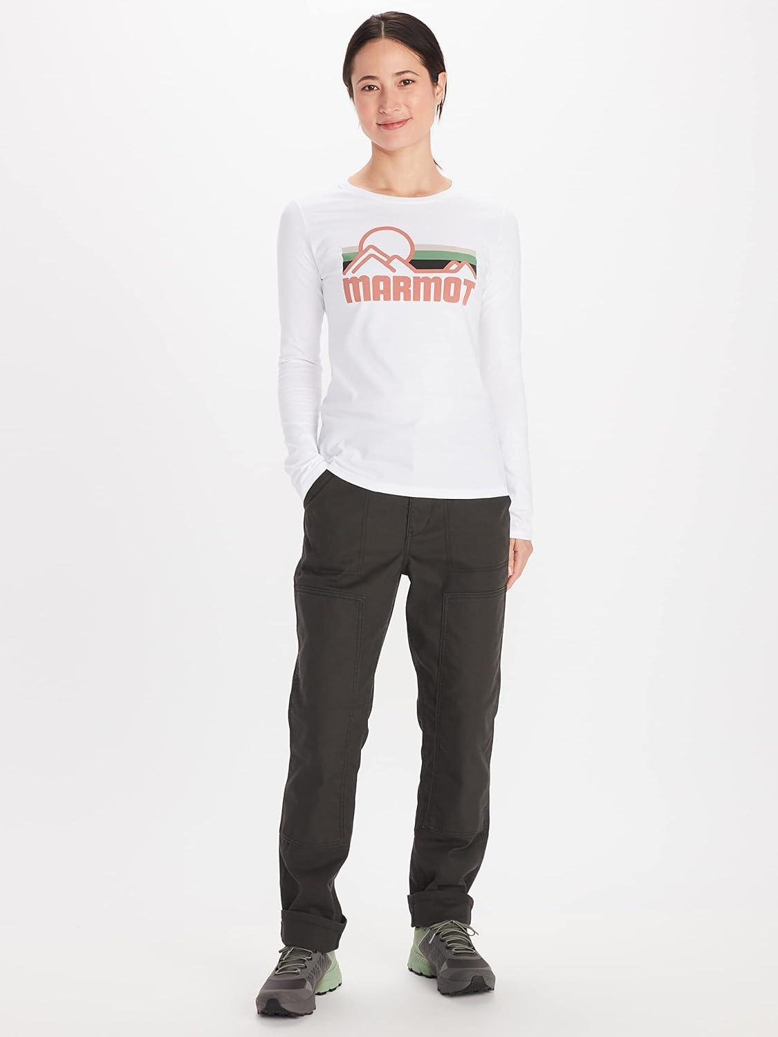 imageMARMOT Womens Coastal LongSleeve TShirt  Screen Printed Graphic on Soft Breathable EcoFriendly CottonPoly BlendWhiteRose Gold