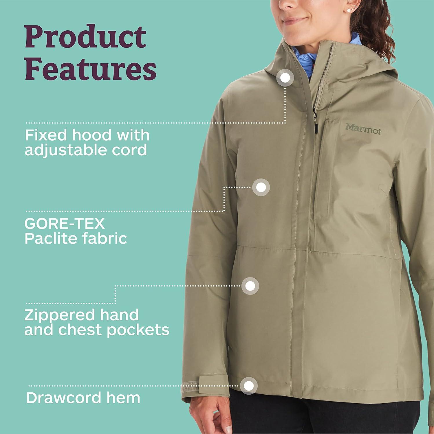 imageMARMOT Womens GORETEX Minimalist Rain Jacket  Packable Breathable Durable Wind ampamp Water ProtectionVetiver