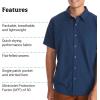 imageMARMOT Mens Aerobora Short Sleeve ButtonDown Shirt  Lightweight Packable QuickDrying UPF ProtectionArctic Navy