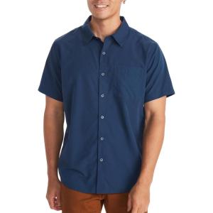 imageMARMOT Mens Aerobora Short Sleeve ButtonDown Shirt  Lightweight Packable QuickDrying UPF ProtectionArctic Navy