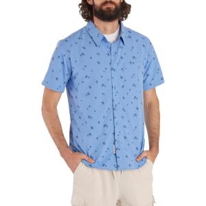 imageMARMOT Mens Aerobora Short Sleeve ButtonDown Shirt  Lightweight Packable QuickDrying UPF ProtectionBlue Bonnet Mushroom