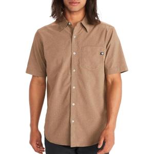 imageMARMOT Mens Aerobora Short Sleeve ButtonDown Shirt  Lightweight Packable QuickDrying UPF ProtectionDesert Khaki