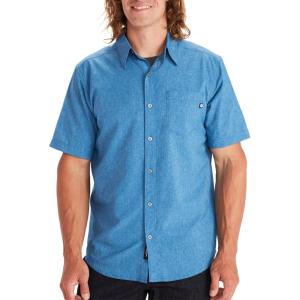imageMARMOT Mens Aerobora Short Sleeve ButtonDown Shirt  Lightweight Packable QuickDrying UPF ProtectionVarsity Blue