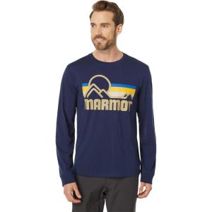 imageMARMOT Mens Coastal LongSleeve TShirt  Screen Printed Graphic on Soft Breathable EcoFriendly CottonPoly BlendArctic Navy