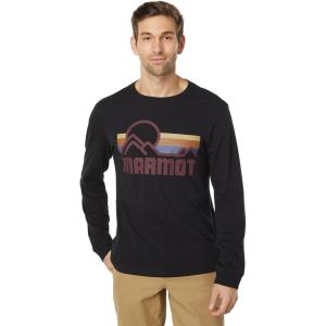 imageMARMOT Mens Coastal LongSleeve TShirt  Screen Printed Graphic on Soft Breathable EcoFriendly CottonPoly BlendBlack