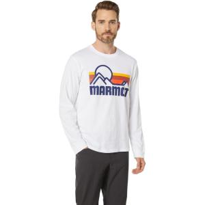 imageMARMOT Mens Coastal LongSleeve TShirt  Screen Printed Graphic on Soft Breathable EcoFriendly CottonPoly BlendWhite