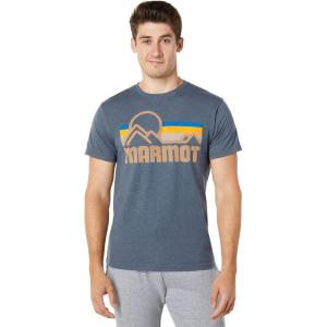 imageMARMOT Mens Coastal ShortSleeve TShirt  Screen Printed Graphic on Soft Breathable EcoFriendly CottonPoly BlendNavy Heather