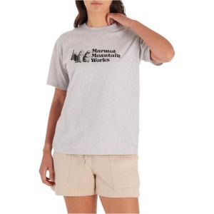 imageMARMOT Womens MMW ShortSleeve Tee Shirt  Screen Printed Graphic on Soft Breathable EcoFriendly CottonPoly BlendLight Grey Heather