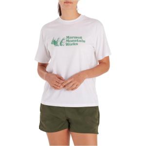 imageMARMOT Womens MMW ShortSleeve Tee Shirt  Screen Printed Graphic on Soft Breathable EcoFriendly CottonPoly BlendWhite
