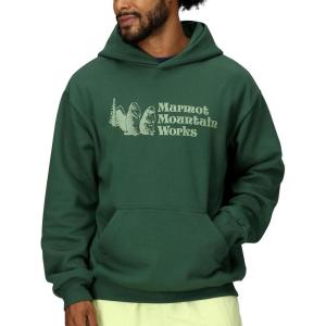 imageMARMOT Mens MMW Hoody  Hooded Sweatshirt with Screen Printed Graphic DoubleLayer Hood and Kangaroo PocketJuniper Green