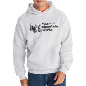 imageMARMOT Mens MMW Hoody  Hooded Sweatshirt with Screen Printed Graphic DoubleLayer Hood and Kangaroo PocketLight Grey Heather