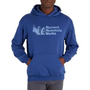 imageMARMOT Mens MMW Hoody  Hooded Sweatshirt with Screen Printed Graphic DoubleLayer Hood and Kangaroo PocketTwilight Blue