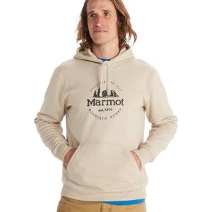imageMARMOT Mens Culebra Peak Hoody  Hooded Midweight Pullover Fleece Sweatshirt with Screen Printed Graphic and Kangaroo PocketSandbar