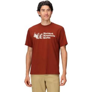 imageMARMOT Mens MMW ShortSleeve Tee  Screen Printed Graphic on Soft Breathable EcoFriendly CottonPoly BlendPecan