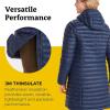 imageMARMOT Womens Echo Featherless Long Jacket  MidThigh Lightweight DownAlternative Puffer with HoodArctic Navy Shiny