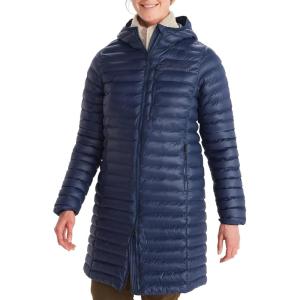 imageMARMOT Womens Echo Featherless Long Jacket  MidThigh Lightweight DownAlternative Puffer with HoodArctic Navy Shiny  Latest Collection