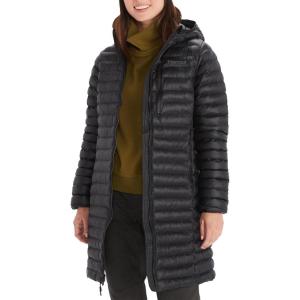imageMARMOT Womens Echo Featherless Long Jacket  MidThigh Lightweight DownAlternative Puffer with HoodBlack Shiny  Latest Collection
