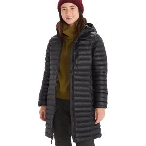 imageMARMOT Womens Echo Featherless Long Jacket  MidThigh Lightweight DownAlternative Puffer with HoodBlack Shiny