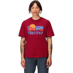 imageMARMOT Womens Coastal ShortSleeve TShirt  Screen Printed Graphic on Soft Breathable EcoFriendly CottonPoly BlendRed Mulberry