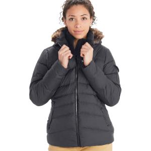 imageMARMOT Womens Ithaca Jacket  700Fill DownInsulated WaterResistant Coat with ZipOff Hood and Removable Fur RuffDark Steel