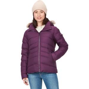 imageMARMOT Womens Ithaca Jacket  700Fill DownInsulated WaterResistant Coat with ZipOff Hood and Removable Fur RuffPurple Fig