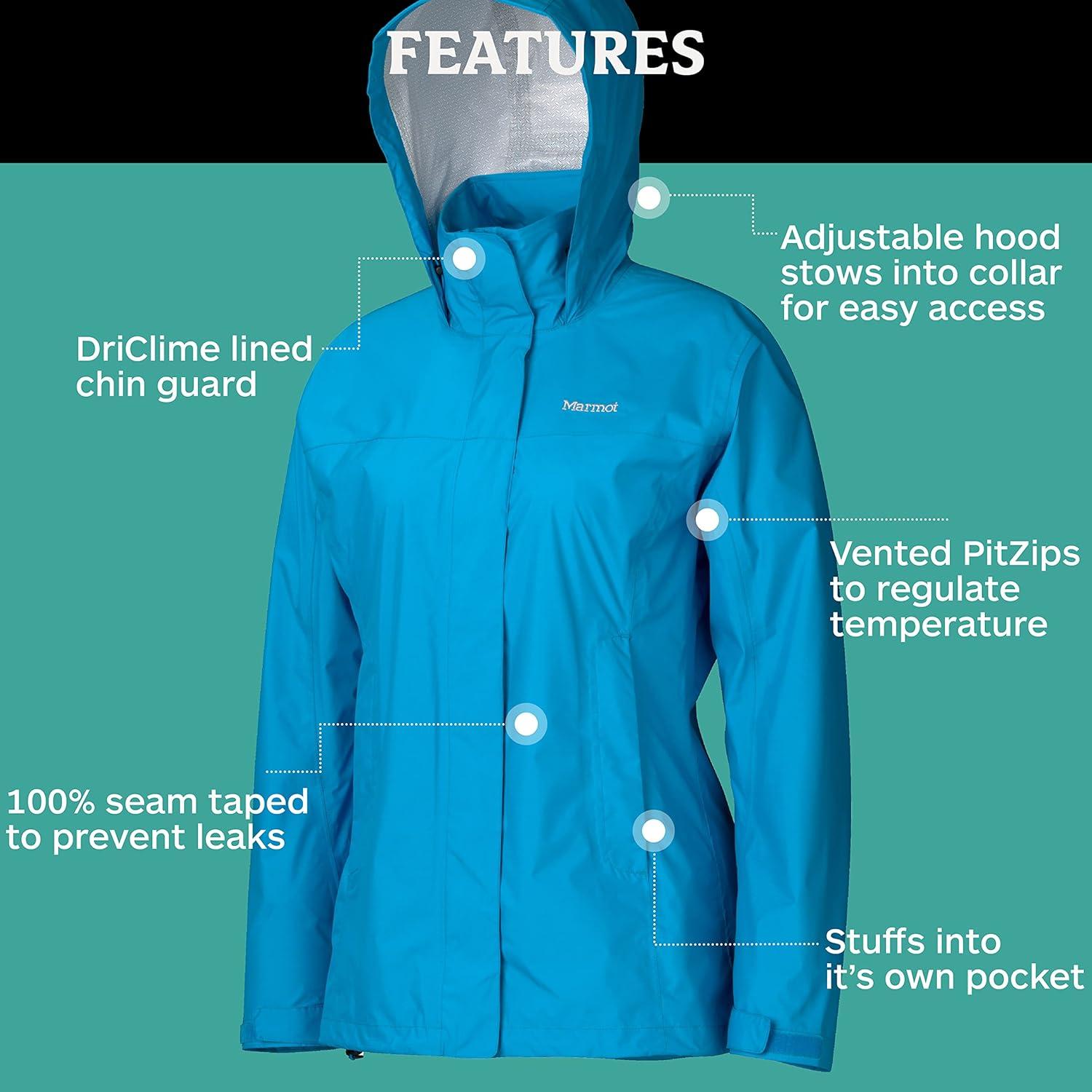 imageMARMOT Womens PreCip Rain Jacket  Lightweight WaterproofAtomic Blue