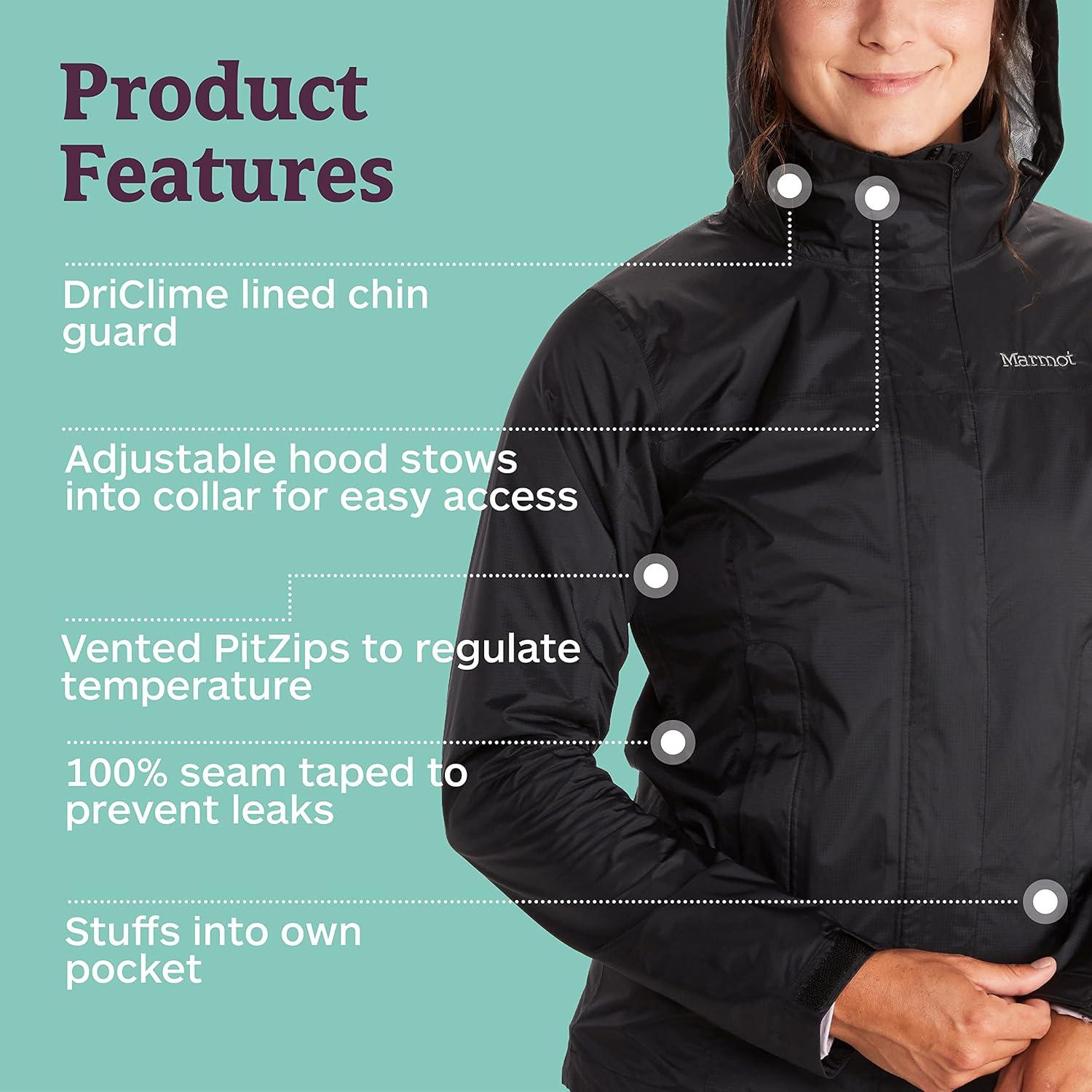 imageMARMOT Womens PreCip Rain Jacket  Lightweight WaterproofBlack