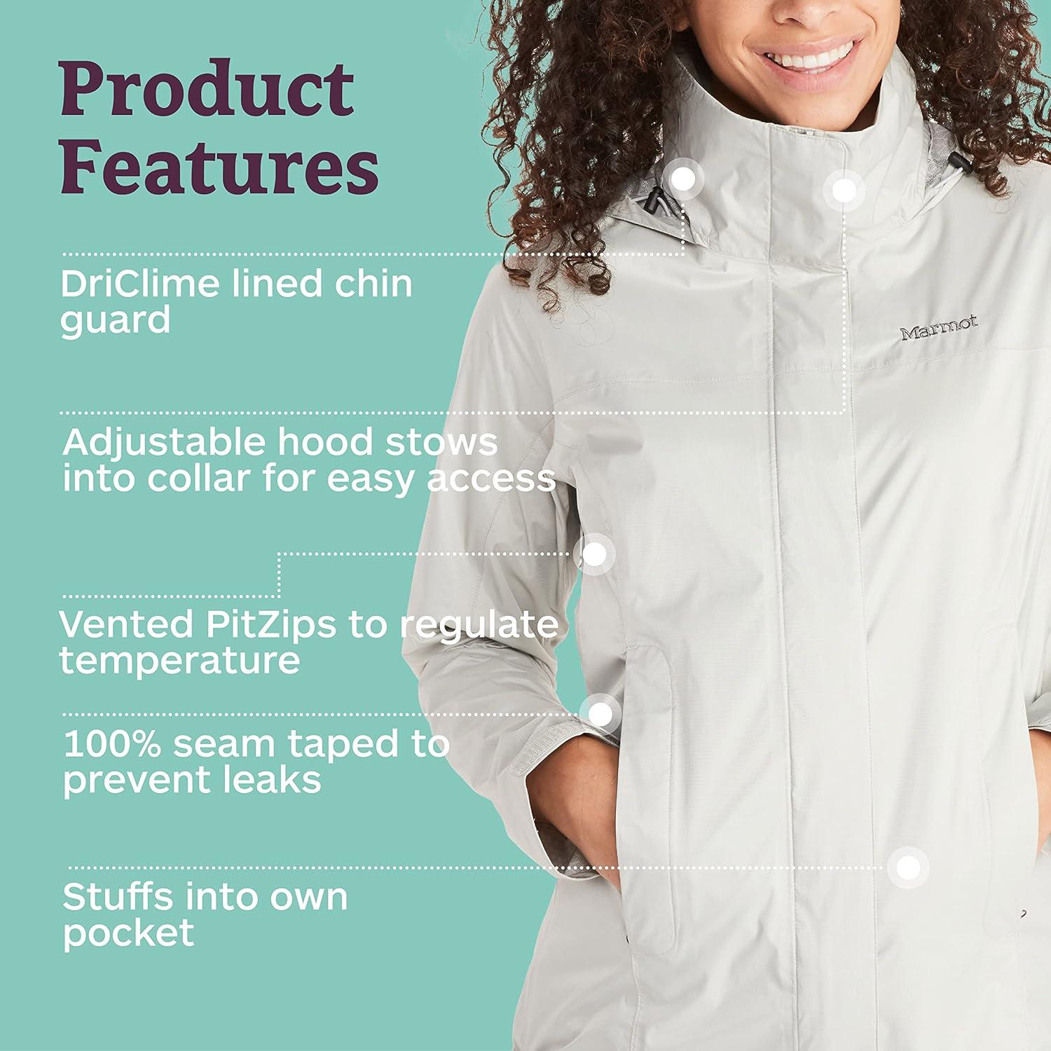 imageMARMOT Womens PreCip Rain Jacket  Lightweight WaterproofLithium