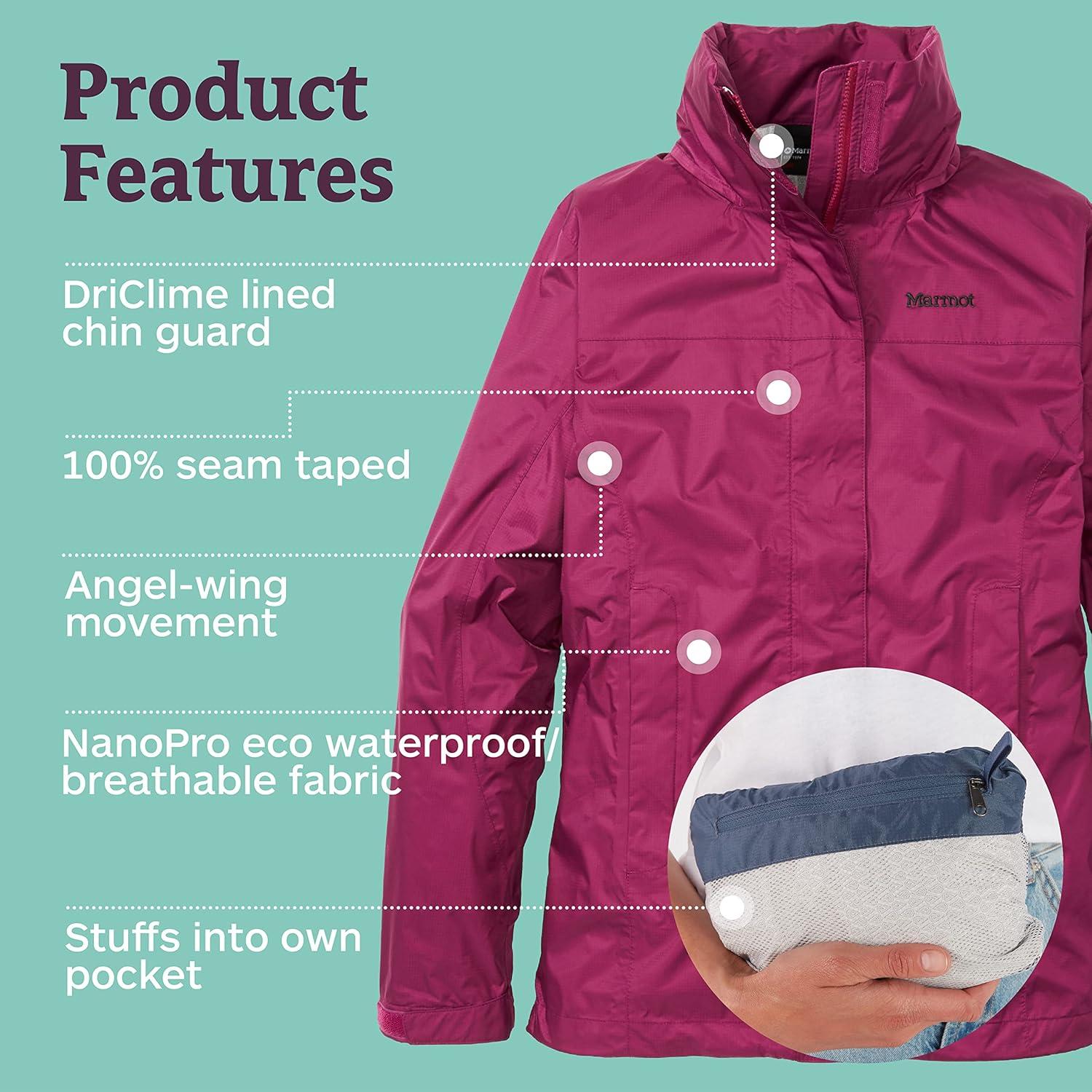 imageMARMOT Womens PreCip Rain Jacket  Lightweight WaterproofWild Rose