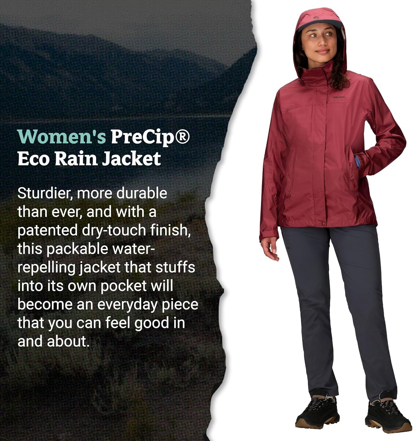 imageMARMOT Womens Precip Eco Lightweight ampamp Waterproof Rain JacketAcai Berry  Latest Collection