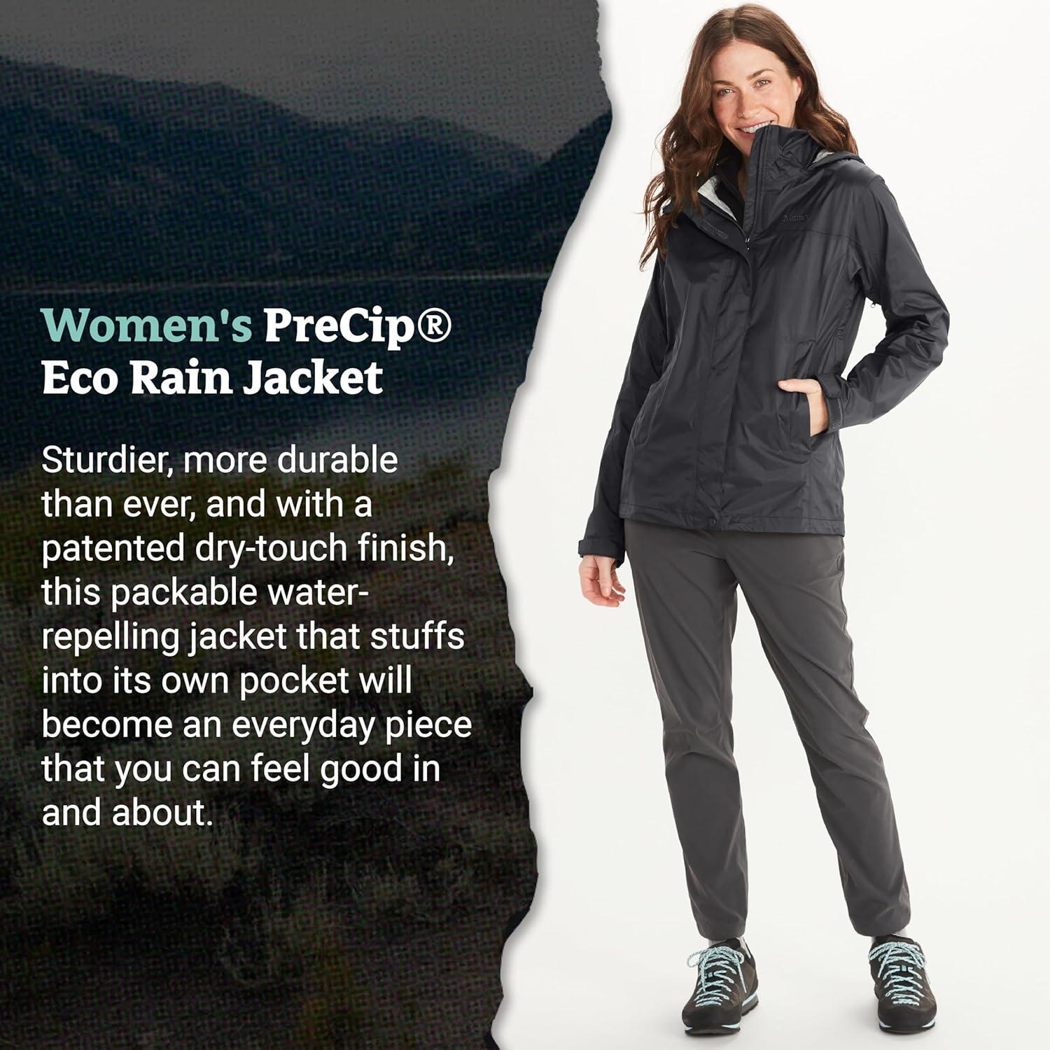 imageMARMOT Womens Precip Eco Lightweight ampamp Waterproof Rain JacketBlack  Latest Collection