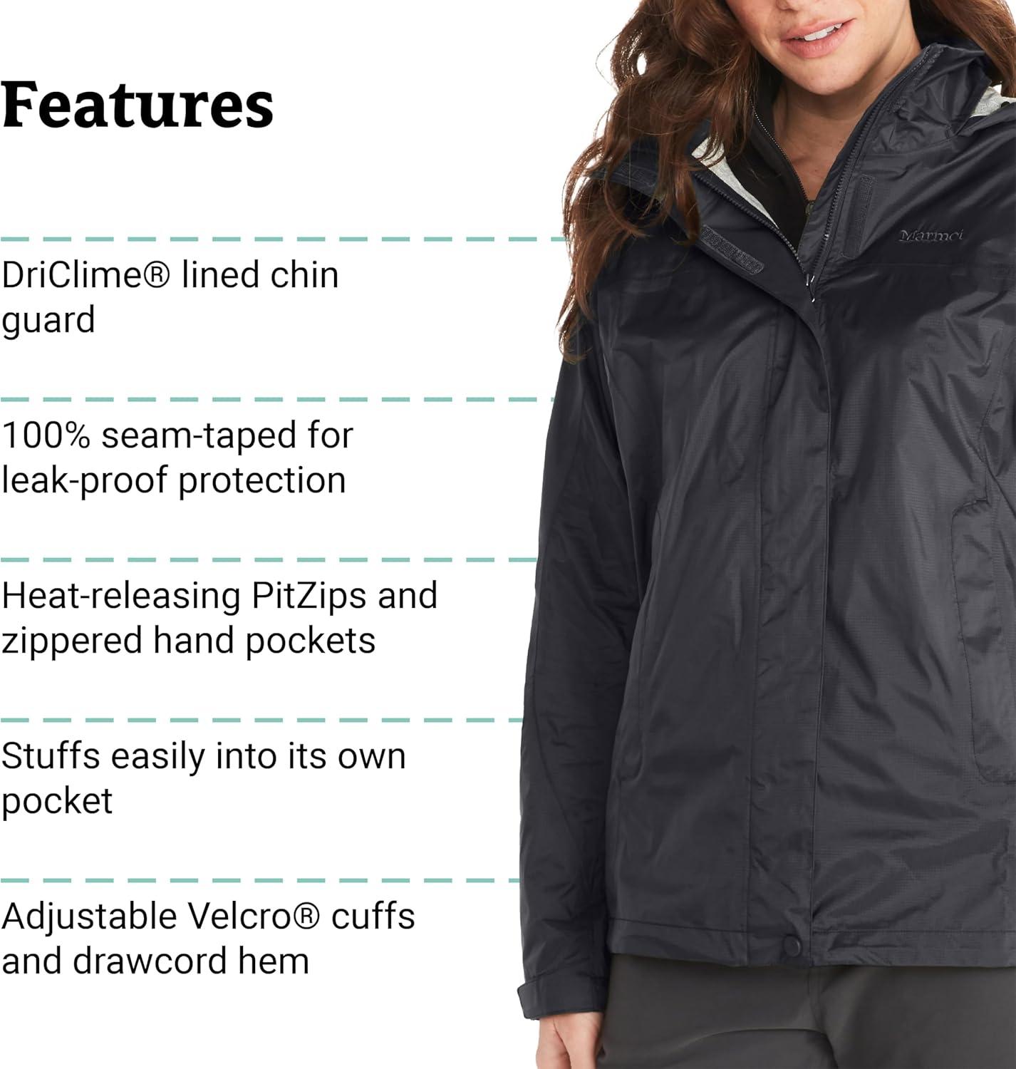 imageMARMOT Womens Precip Eco Lightweight ampamp Waterproof Rain JacketBlack  Latest Collection
