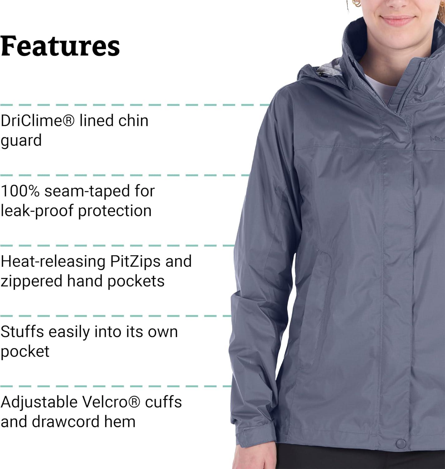imageMARMOT Womens Precip Eco Lightweight ampamp Waterproof Rain JacketSteel Onyx  Latest Collection