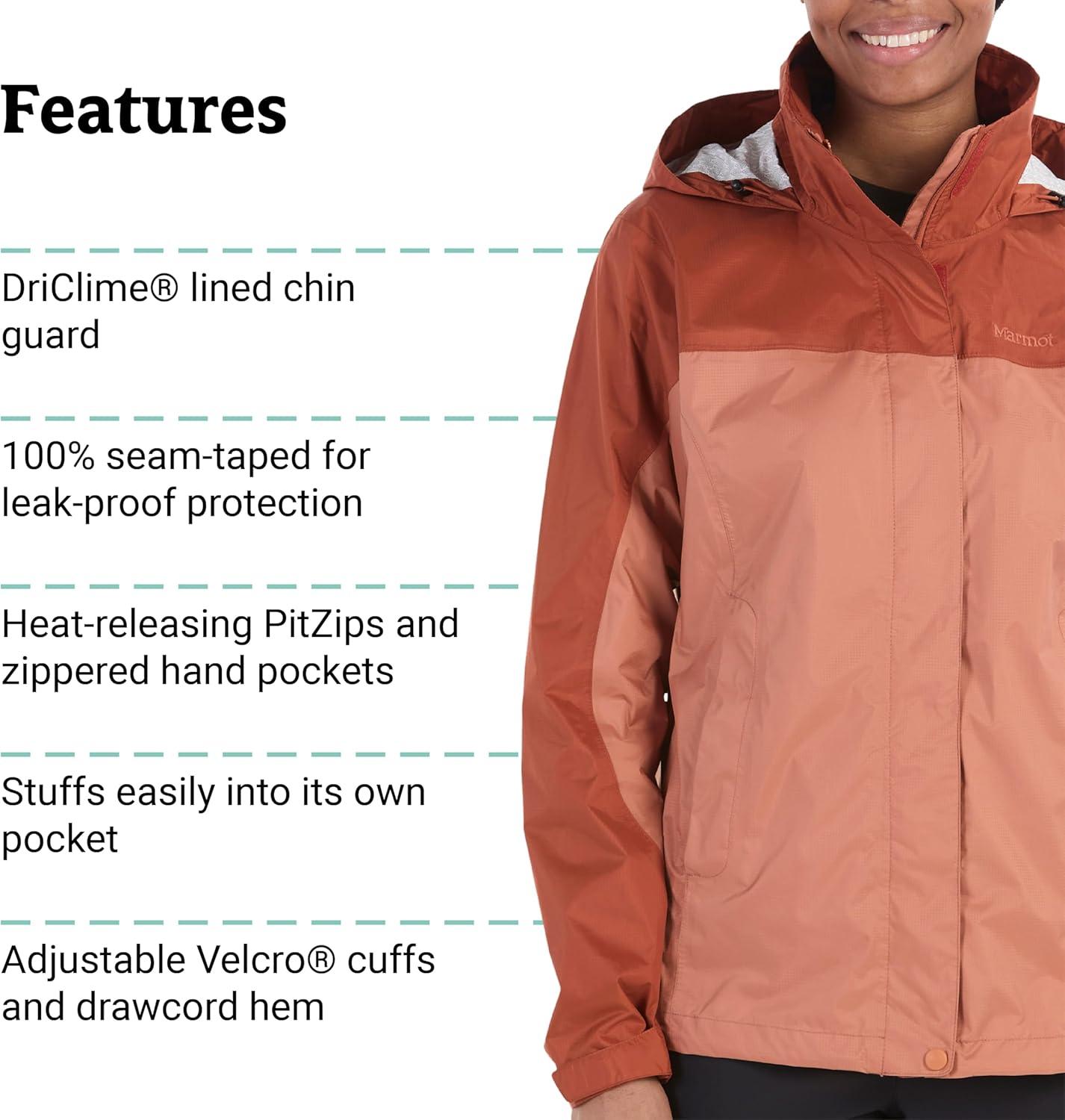 imageMARMOT Womens Precip Eco Lightweight ampamp Waterproof Rain JacketSunburnAuburn  Latest Collection