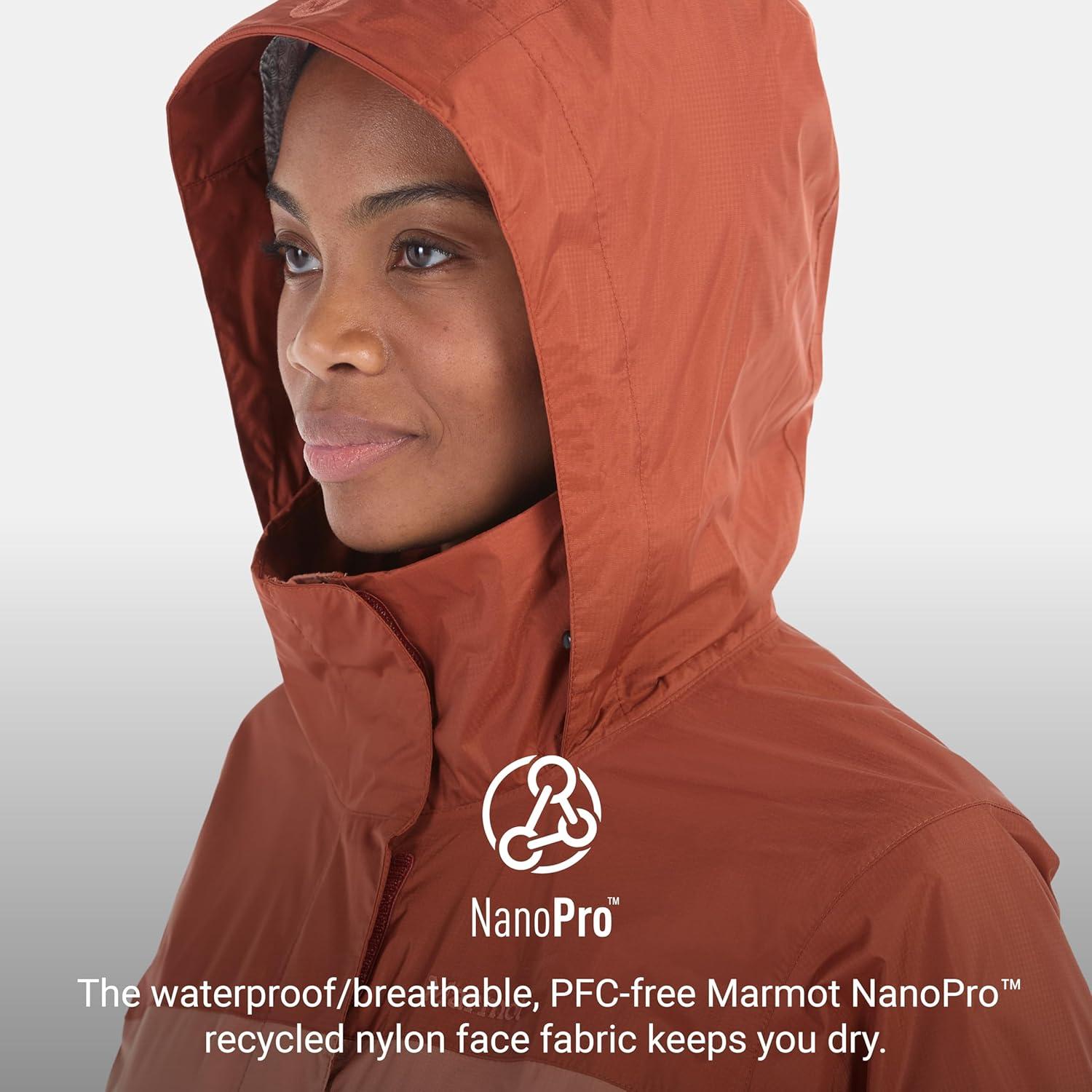 imageMARMOT Womens Precip Eco Lightweight ampamp Waterproof Rain JacketSunburnAuburn  Latest Collection