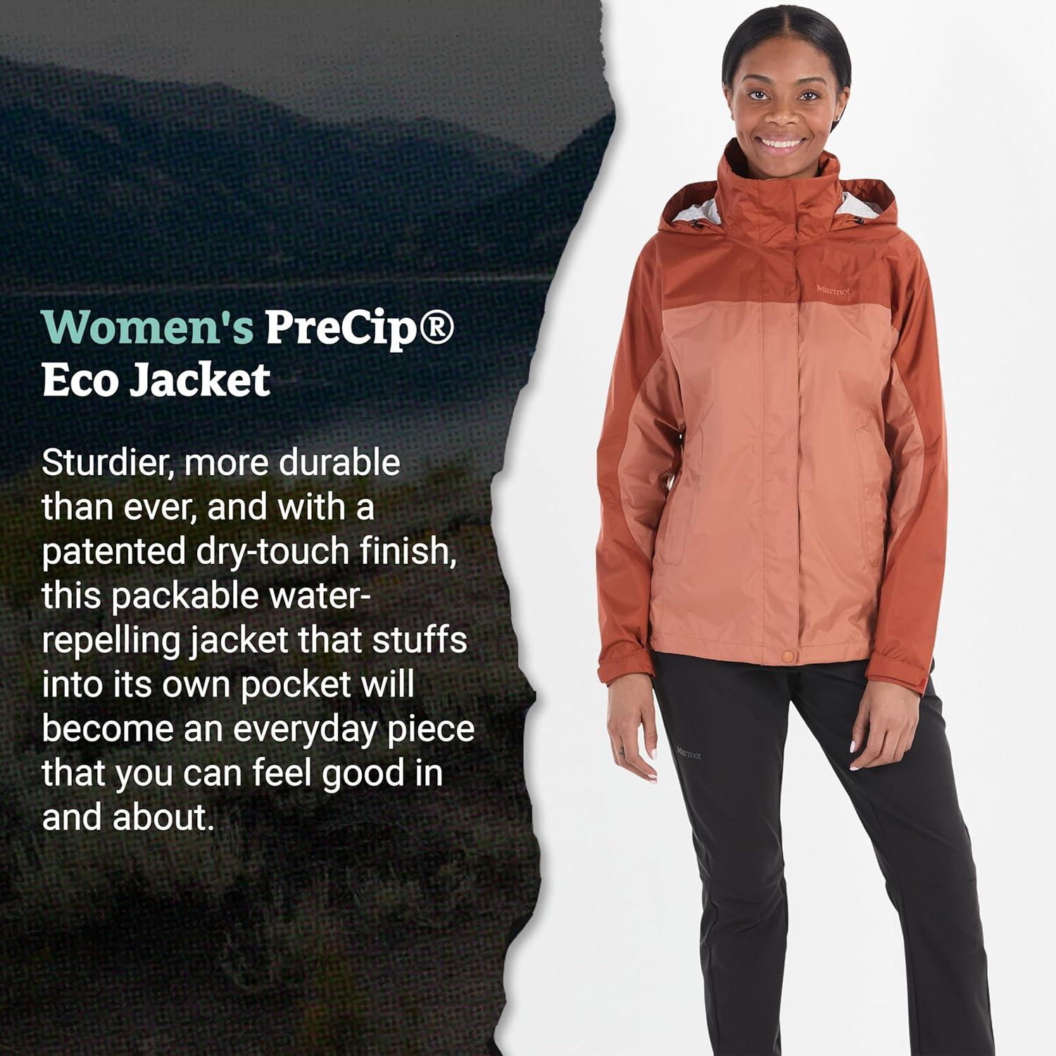 imageMARMOT Womens Precip Eco Lightweight ampamp Waterproof Rain JacketSunburnAuburn  Latest Collection