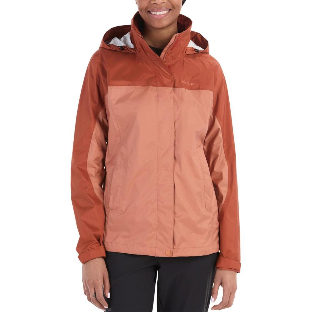 imageMARMOT Womens Precip Eco Lightweight ampamp Waterproof Rain JacketSunburnAuburn  Latest Collection