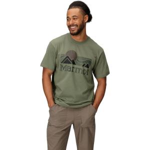 imageMARMOT Mens Coastal ShortSleeve TShirt  Screen Printed Graphic on Soft Breathable EcoFriendly CottonPoly BlendOlive Grove