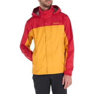 imageMARMOT Mens Precip Eco Waterproof Rain Jacket  100 Recycled Breathable Lightweight Packable RaincoatTeam RedGolden Sun  Latest Collection
