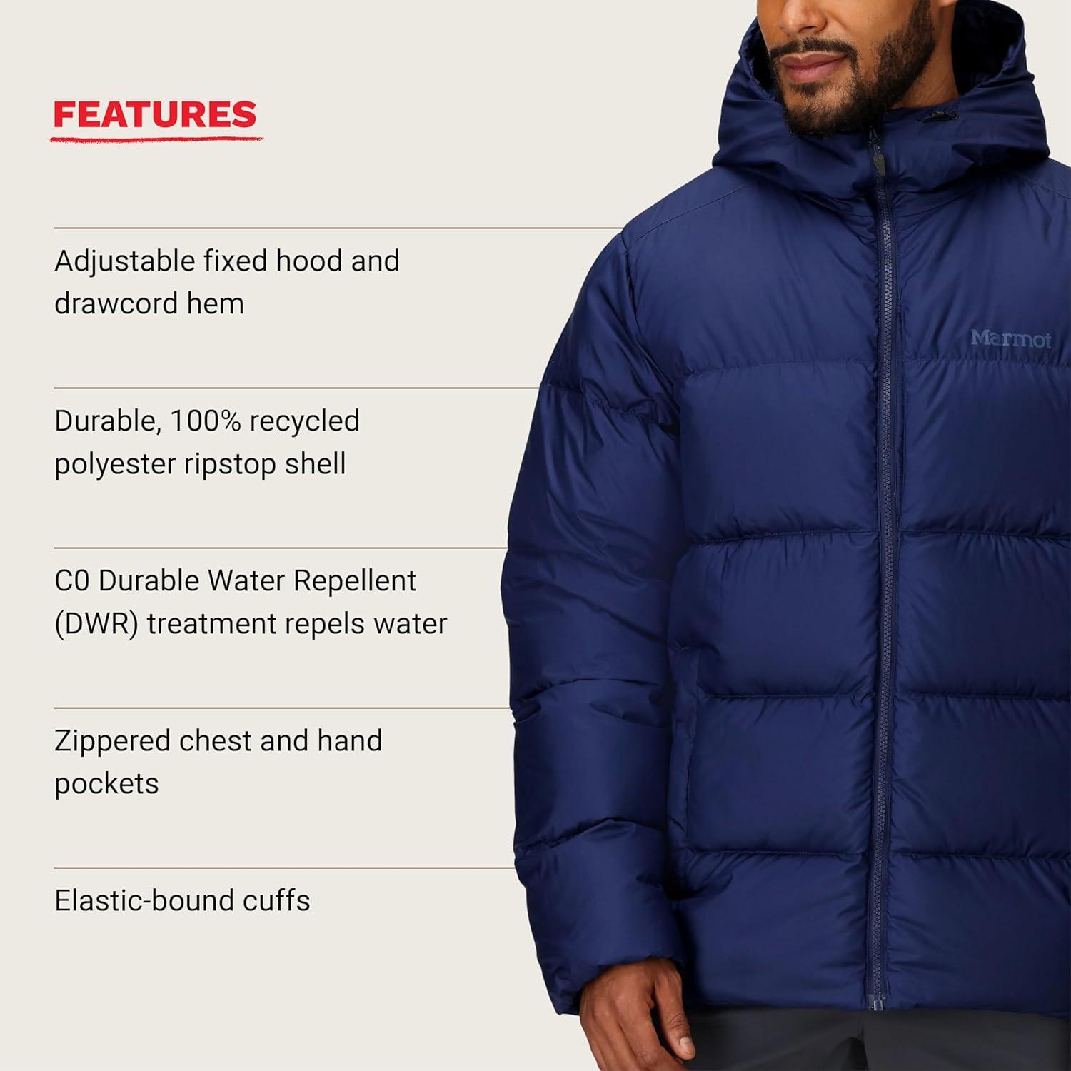 imageMARMOT mens Guides Down Hoody  Down Filled Water Resistant Puffer Jacket With HoodArctic Navy